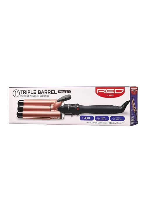 Red by Kiss Ceramic Tourmaline Triple Barrell Waver Packaging Side