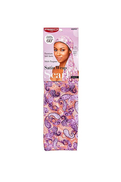 Red by Kiss Satin Wrap Scarf Paisley Front