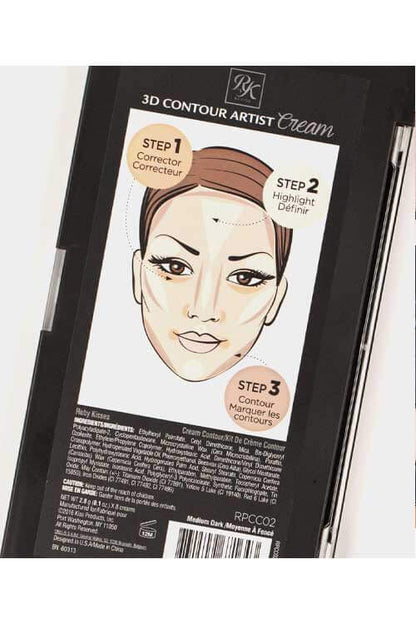 Ruby Kisses 3D Cream Contour Palette Face Placement Chart