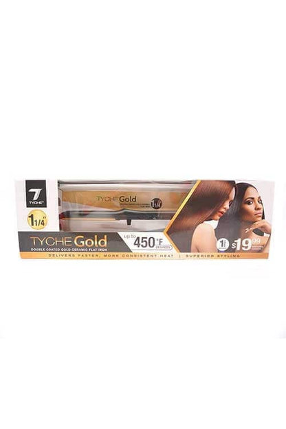 Tyche Gold Double Coated Flat Iron 1.25 Inch Packaging